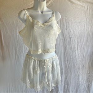 Vintage 90’s Victoria’s Secret Sheer White Floral Set